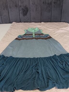Women's Sleeveless Tiered Dress in Teal and Mint